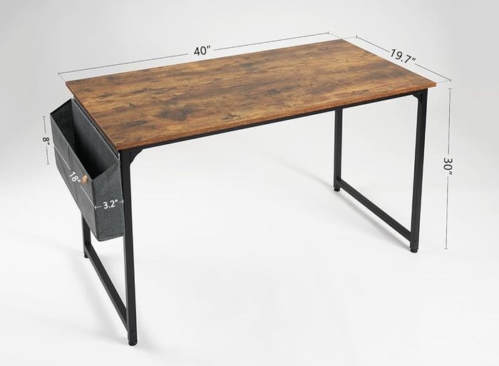 SALE Study Computer Desk 100cm Home Office Writing Small Desk, Modern Simple Style PC Table, Black Metal Frame, Rustic Brown
