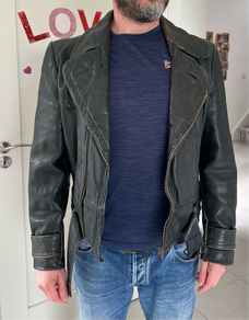Leather jacket green size M