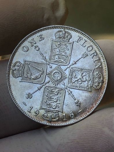 1916 Florin George V 925 silver Nice grade