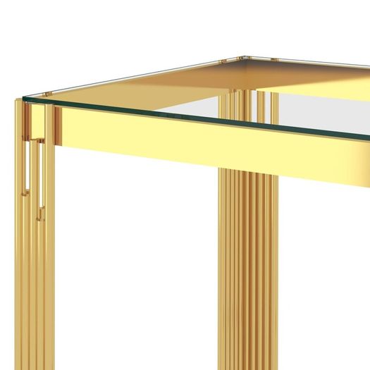 Coffee Table Gold 55x55x55 cm Stainless Steel and Glass