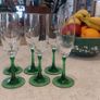 Fabulous Set of Six Mid Century Champagne Flutes with Green Stems - Perfect for Celebrating St. Patrick's Day or Any Other Special Occasion! Image 2