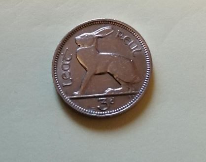 1963 Eire (Leath Reul 3d) Thruppence for sale.