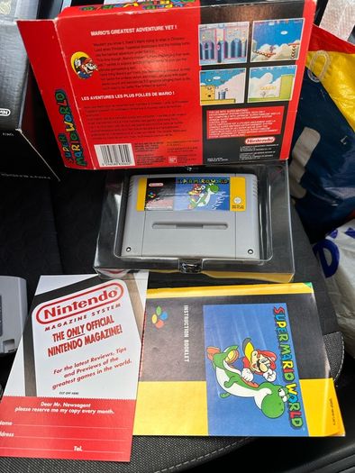 Super Nintendo retro console + games Mario snes
