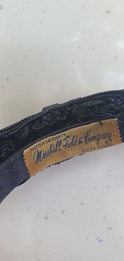 Vintage 1950's Marshall Field & Company black bow and beads headband - Collectable