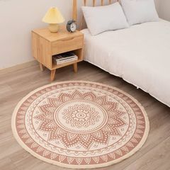FREE EXPRESS SHIPPING Boho Round Rug 120CM, Machine Washable Rug for Living Room, Cotton Circle Kitchen Rug Area Rug with Small Tassel for Bedroom Patio, Mandala Outdoor Round Rug for Camping Picnic