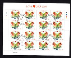 2005 Ireland Love Commemorative Stamp Sheetlet Plate 1A1A1A1A  Fine CDS Used with Dublin cancel of 16th August 2006 (First day of issued) on envelope extract.