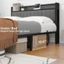 King Size Bed Frame with Storage and Headboard Shelf, Upholstered Bed Frame King Size with Metal Slats Enhanced Support, No Box Spring Needed, Gray Kingsize Bed Frames Image 2