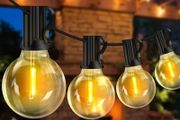 Outdoor Garden Festoon String Lights 36ft Waterproof Outside Gazebo Light Mains Powered with 15+2 Shatterproof G40 LED Bulbs Hanging Patio Lighting for Indoor Cafe Pergola Backyard Balcony (FREE POSTAGE)