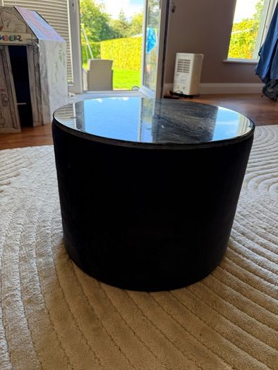 Cushion storage, coffee table, pouffe with epoxy design