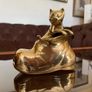 Vintage MCM Solid Brass Small Kitty Cat in a Boot Whimsical Sculpture Image 7