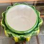 Vintage Whimsical Green Yellow Melon Bowl Flower Pot Holder Olfaire Portugal Image 6