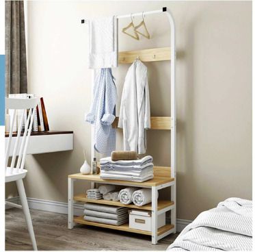 BRAND NEW Coat Rack Shoes Rack Clothes Hanger Bedroom Living Room Furniture Floor Standing Wardrobe Clothes Metal Iron Hanging Shelf BLACK
