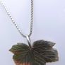 Vintage Sterling Silver Leaf Pendant and  Box Chain Necklace (L19,5" - 13,28g) Image 4