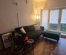 Dark Green Velvet Sofa & Footstool