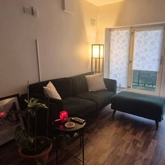 Dark Green Velvet Sofa & Footstool