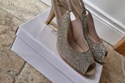 Gold diamonte peeptoe sandal