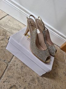 Gold diamonte peeptoe sandal