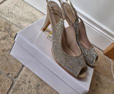 Gold diamonte peeptoe sandal