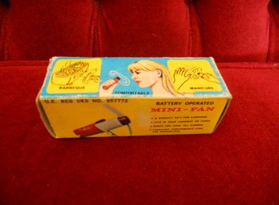 "Portable Battery Mini Fan"1980's Complete In Orginal Box with Stand.