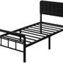 3ft Single Bed Frame with Upholstered Headboard and Footboard Image 7