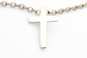 Vintage Sterling Silver Belcher Chain &amp; Cross Pendant