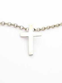 Vintage Sterling Silver Belcher Chain & Cross Pendant
