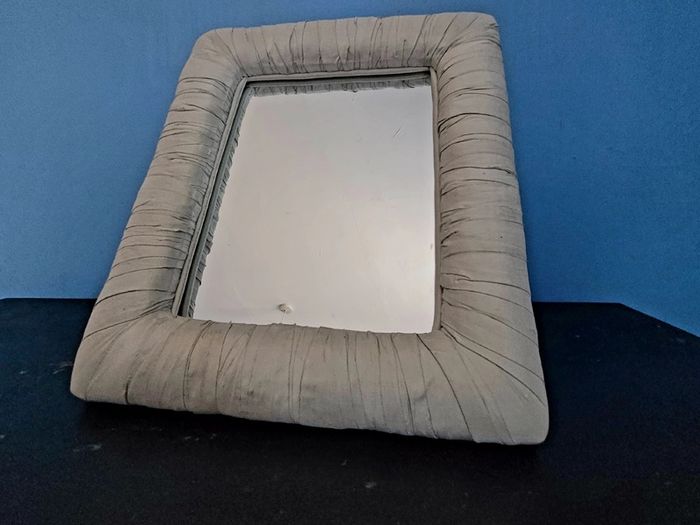 Vintage silk wrapped table mirror