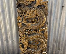 Carved hardwood gilt Dragon wall hanging