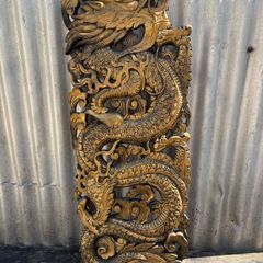 Carved hardwood gilt Dragon wall hanging