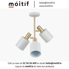 Indy 3 Bulbs Electrified Pendant Light - White/Brass