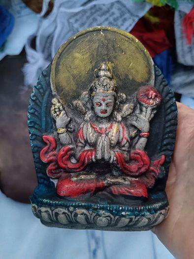 Large Silver Early 19th Century Gua with A Tsatsa of Green Tara