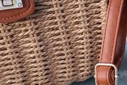 Faux Prada wicker/paper and PU leather shoulder bag