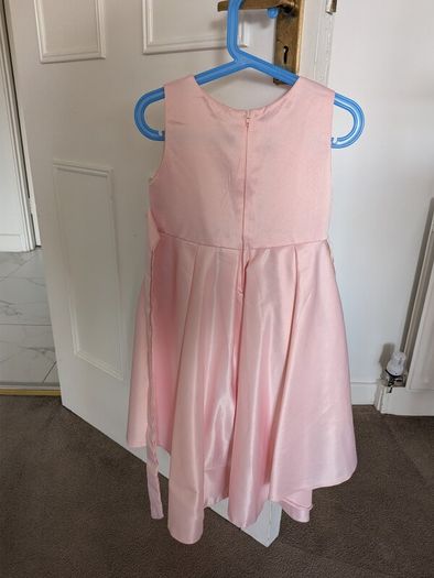Girls Sleeveless Pink Satin Formal Party Dress