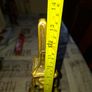 Solid Brass Gothic or Renaissance Revival Fire Dog, architectural finial at the top spearhead or spire Image 4
