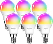 Dimmable Smart LED Bulb, 470Lm, 5W Replacing 40W E14, Works with Alexa, Echo, Google Assistant (Pack of 6) WiFi Golf Ball Shaped Bulbs compatibility with TUYA