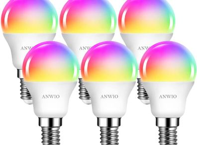 Dimmable Smart LED Bulb, 470Lm, 5W Replacing 40W E14, Works with Alexa, Echo, Google Assistant (Pack of 6) WiFi Golf Ball Shaped Bulbs compatibility with TUYA