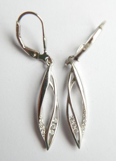 Vintage Sterling Silver 925 Earrings Hanging Drop Genuine Zirconia 2,5g