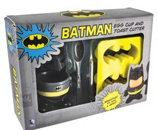 Batman Egg Cup and Toast Cutter Superhero Novelty Dark Knight Fun Breakfast Gift