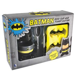 Batman Egg Cup and Toast Cutter Superhero Novelty Dark Knight Fun Breakfast Gift