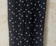 GANNI Navy & White Polka Dot Silk-Feel Wide Leg Trousers | Relaxed Fit | Elastic Waist