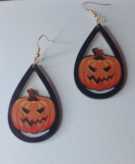 Halloween Scary Pumpkin Waterdrop Earrings