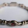 Vintage Natural Garnet and Sterling Silver 925 Bracelet, hallmarked Bracelet. length 7,5" - 26,1g Image 3