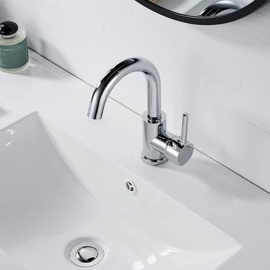 Basin Taps Mixer Single Lever Swivel Bathroom Sink Tap Chrome with Pop up Waste