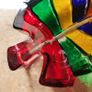 Vintage murano trio rainbow glass bowl & leaf trinket dishes Image 4