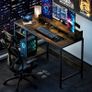 NEW SALE |  Computer Gaming Desk - 47" Home Office Desk with Storage, Rustic Writing Desk with Monitor Stand, Modern Simple Study Corner Table, Adjustable Storage Image 4