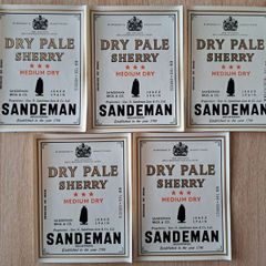 Lot of 5 Vintage  Sandeman  Dry pale Sherry Medium Dry label
