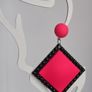 Neon Fuchsia Pink & Black Retro Vibe Earrings Image 6