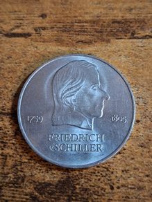 German Democratic Republic, Germany, 20 Mark 1972, Friedrich von Schiller- free standard postage