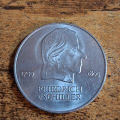 German Democratic Republic, Germany, 20 Mark 1972, Friedrich von Schiller- free standard postage