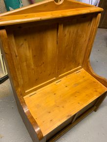 Sturdy pine monksbench with storage